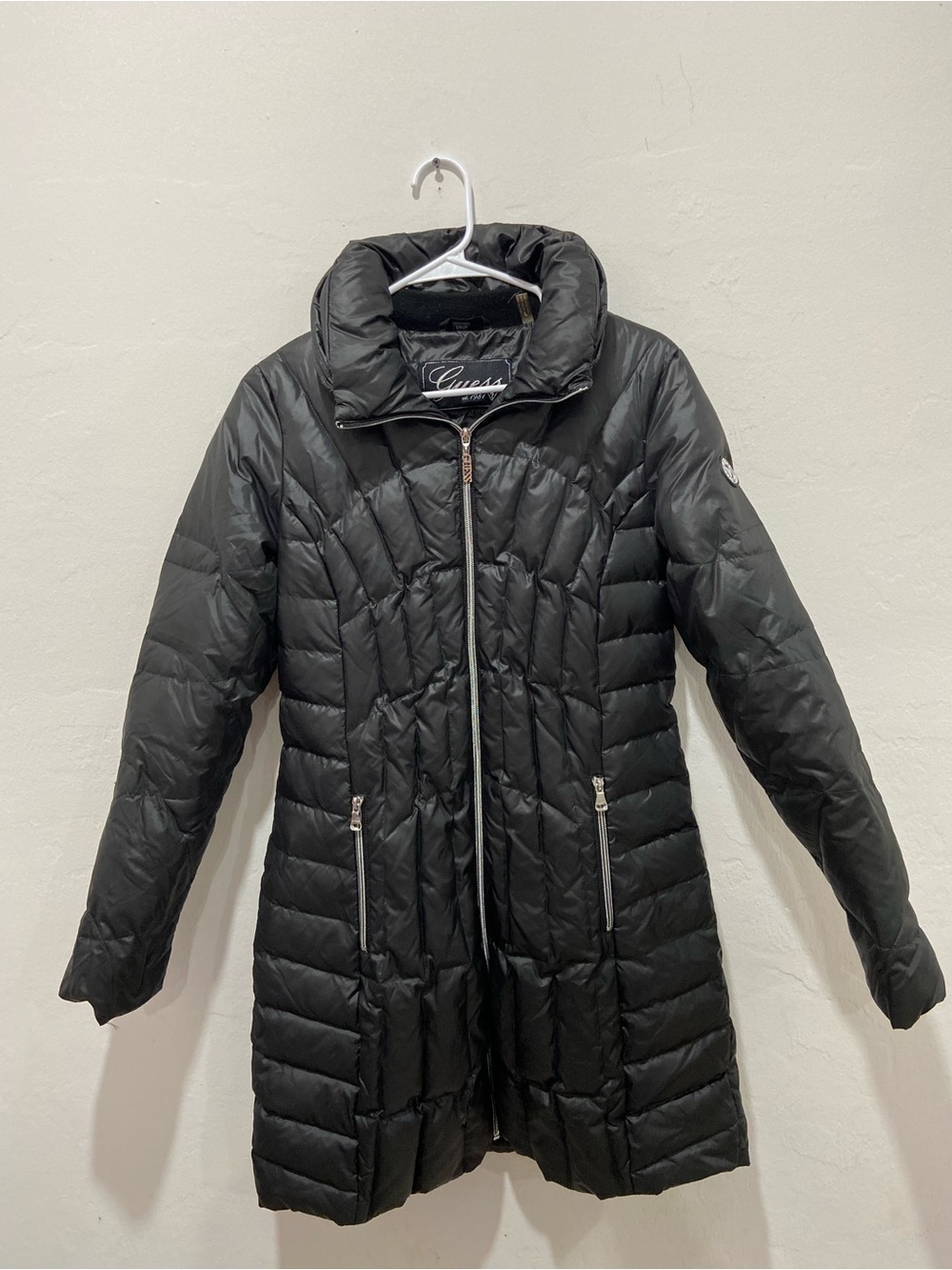 GUESS Black Mid-Length Puffer Coat Jacket Women's Size Small
